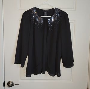 Cachet Black Evening Jacket with beading around Collar. EUC  14W